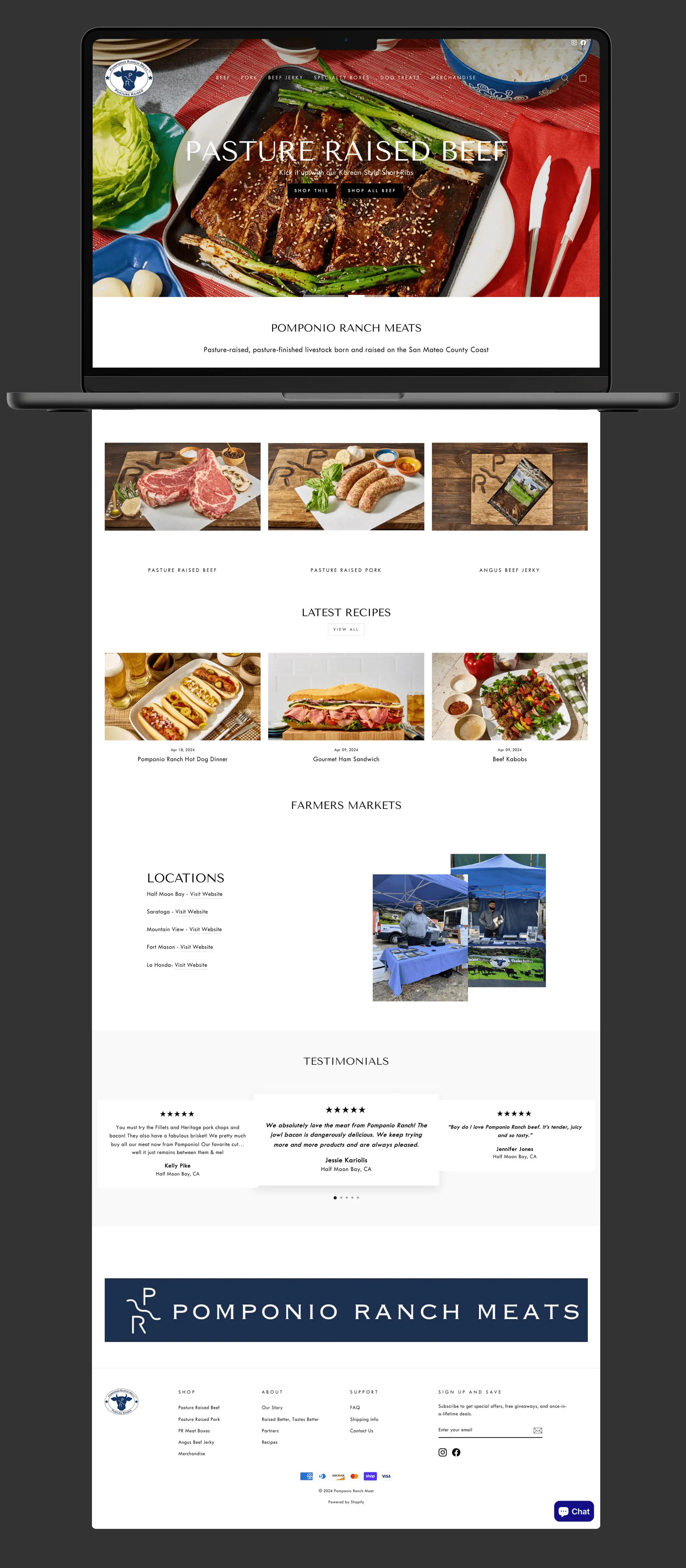 Pomponio Ranch Meat main website portfolio image