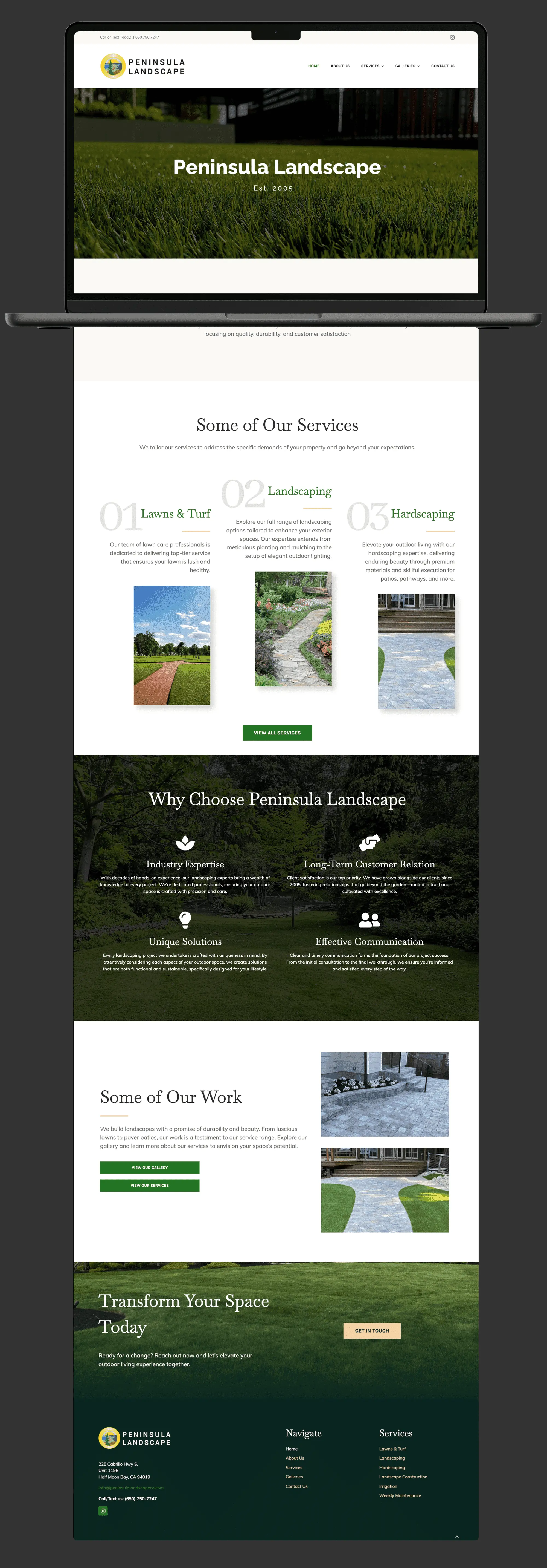 Peninsula Landscaping Co. main website portfolio image